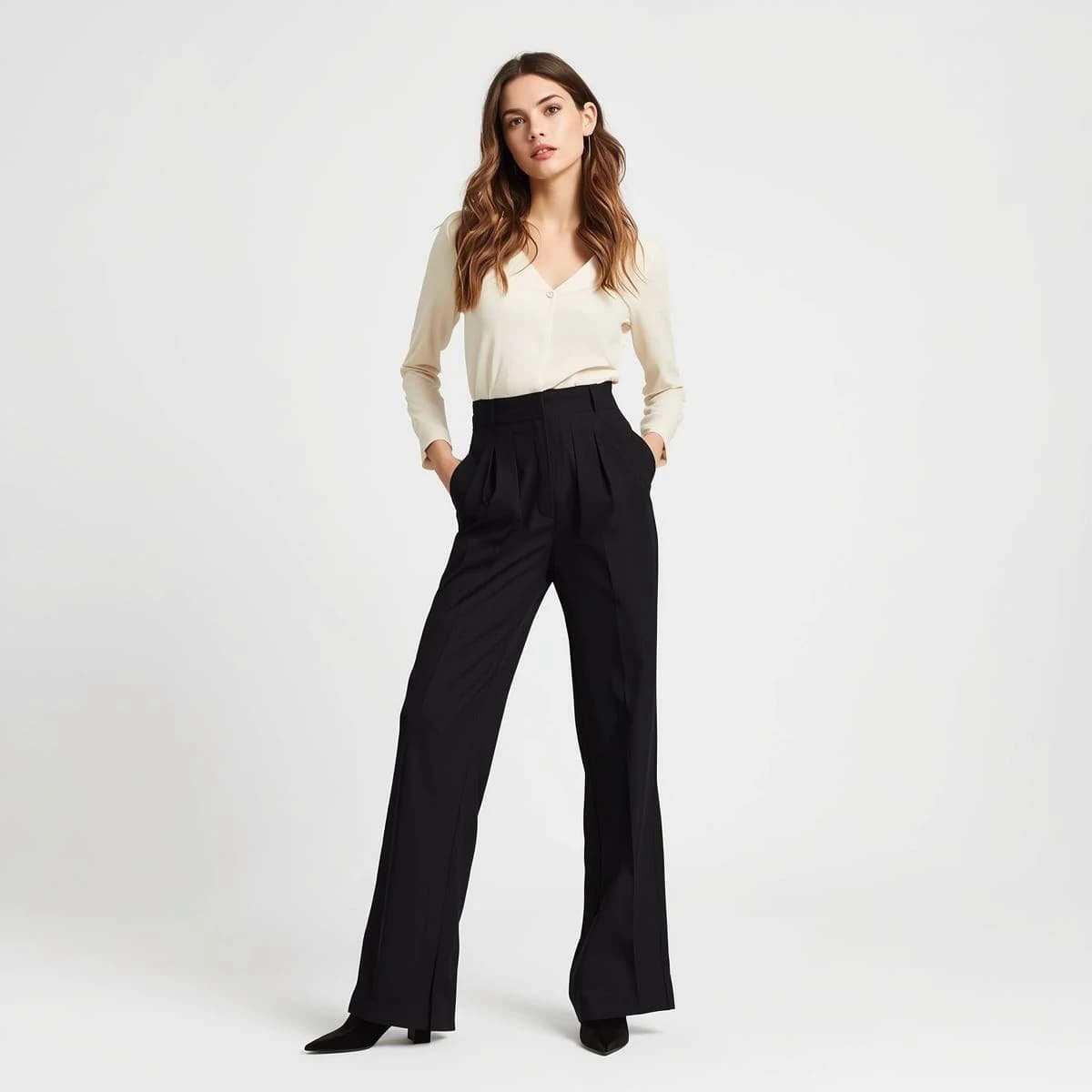 High-Waisted Pleated Trousers