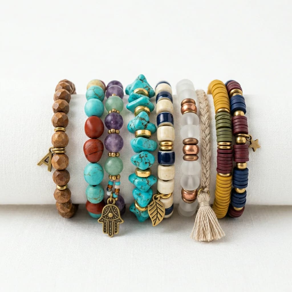Stacked Bead Bracelet Set alternate view